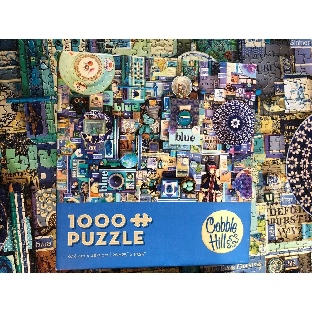 Cobble Hill Blue Jigsaw Puzzle 1000 Piece Complete